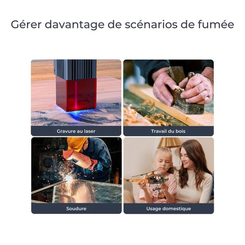 Purificateur Fumée Creality Falcon YW45 - Compatible A1, Filtration 99,97%, Double Couche, Bruit 56 DB, 3 Vitesses, 115 M³/h, Dimensions 18,5x18,5x20,5 Cm - 9